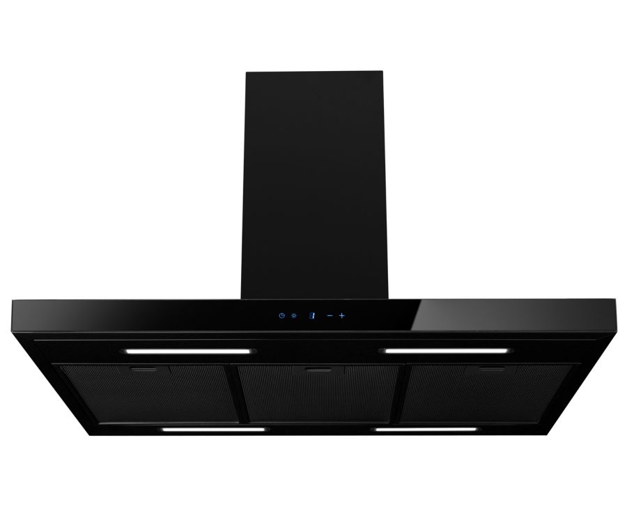 Okap wyspowy Sento Island Strips Black Matt