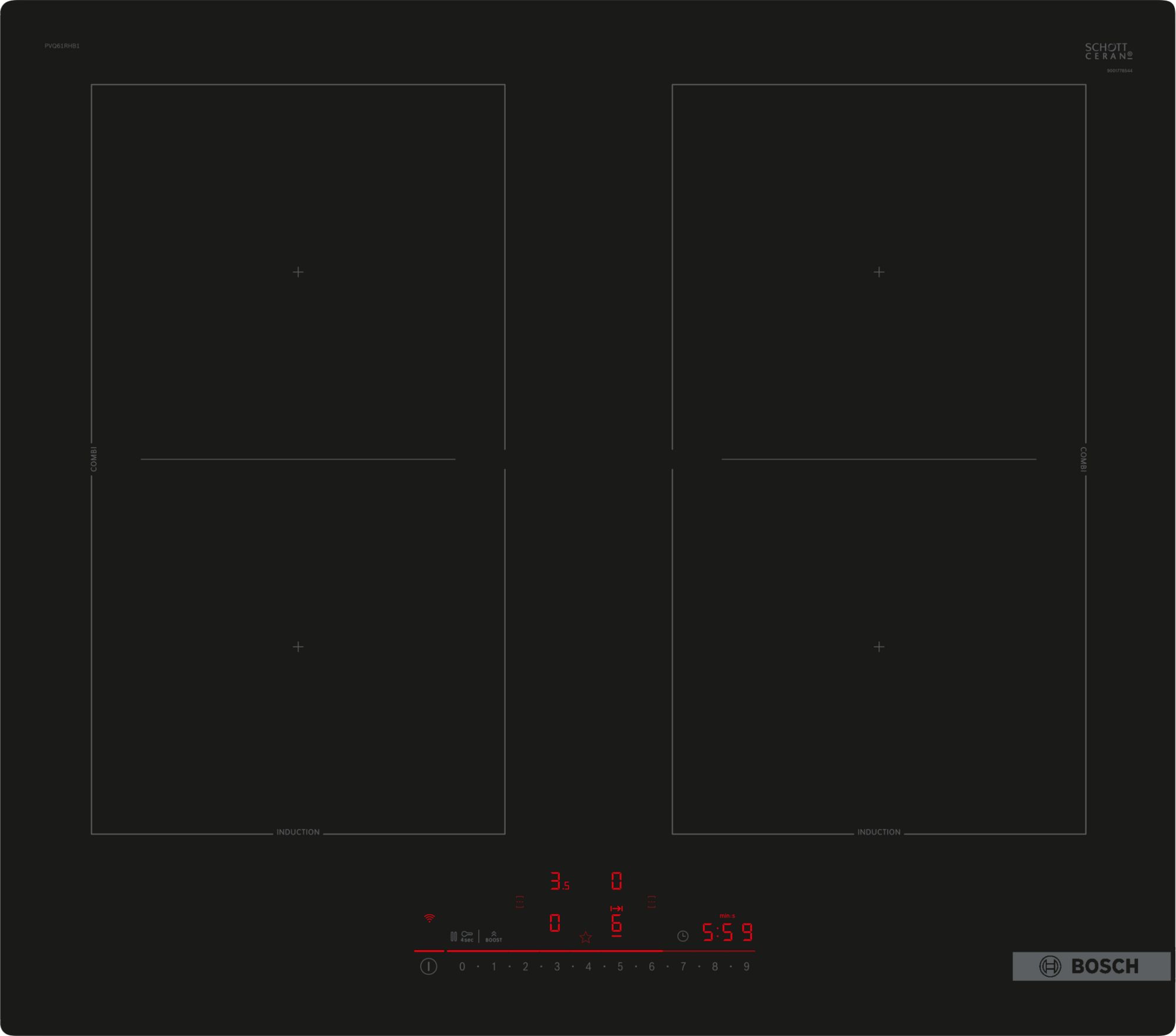 Serie 6, Płyta indukcyjna, 60 cm, Czarny, PVQ61RHB1E