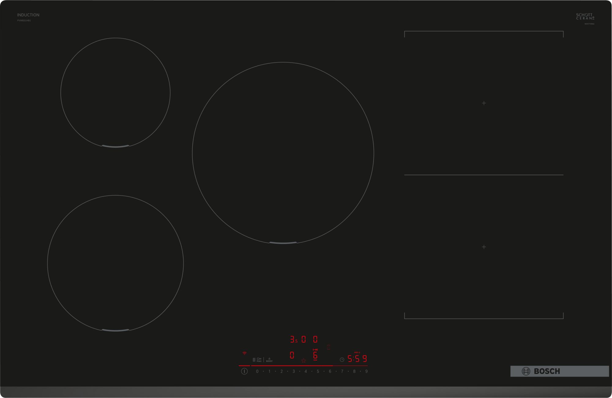 Serie 6, Płyta indukcyjna, 80 cm, Czarny, PVW831HB1E