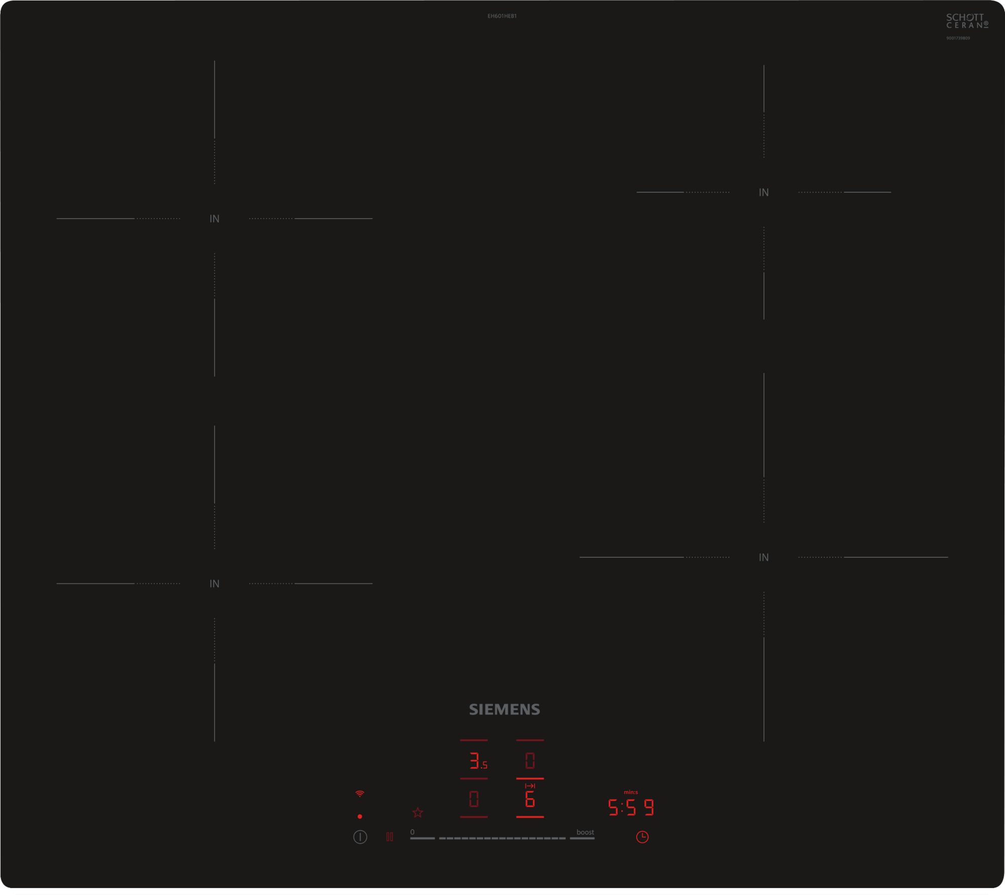 iQ100, Płyta indukcyjna, 60 cm, Czarny,  EH601HEB1E