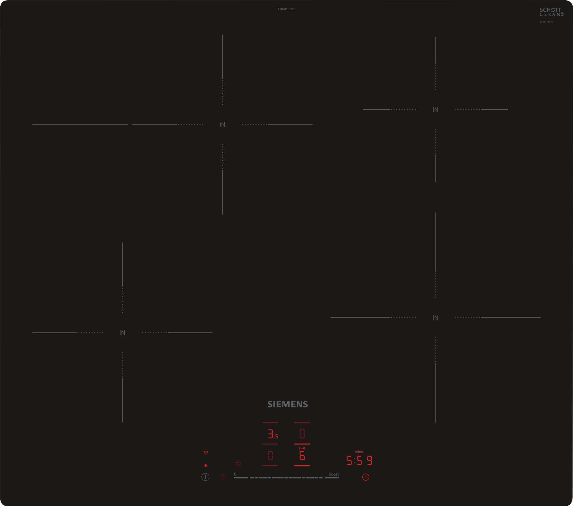 iQ300, Płyta indukcyjna, 60 cm, Czarny, EH601HFB1E