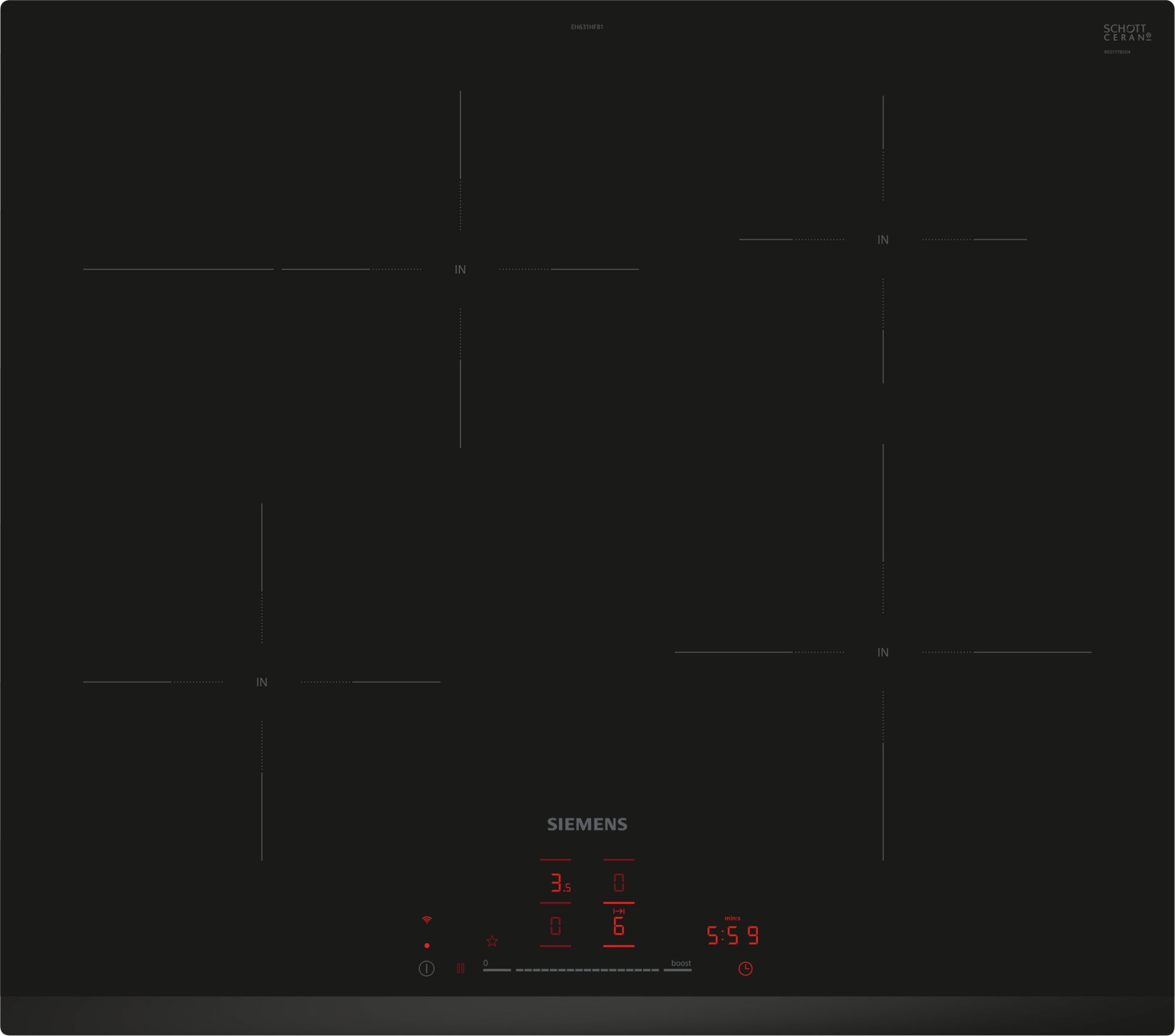 iQ300, Płyta indukcyjna, 60 cm, Czarny, EH631HFB1E